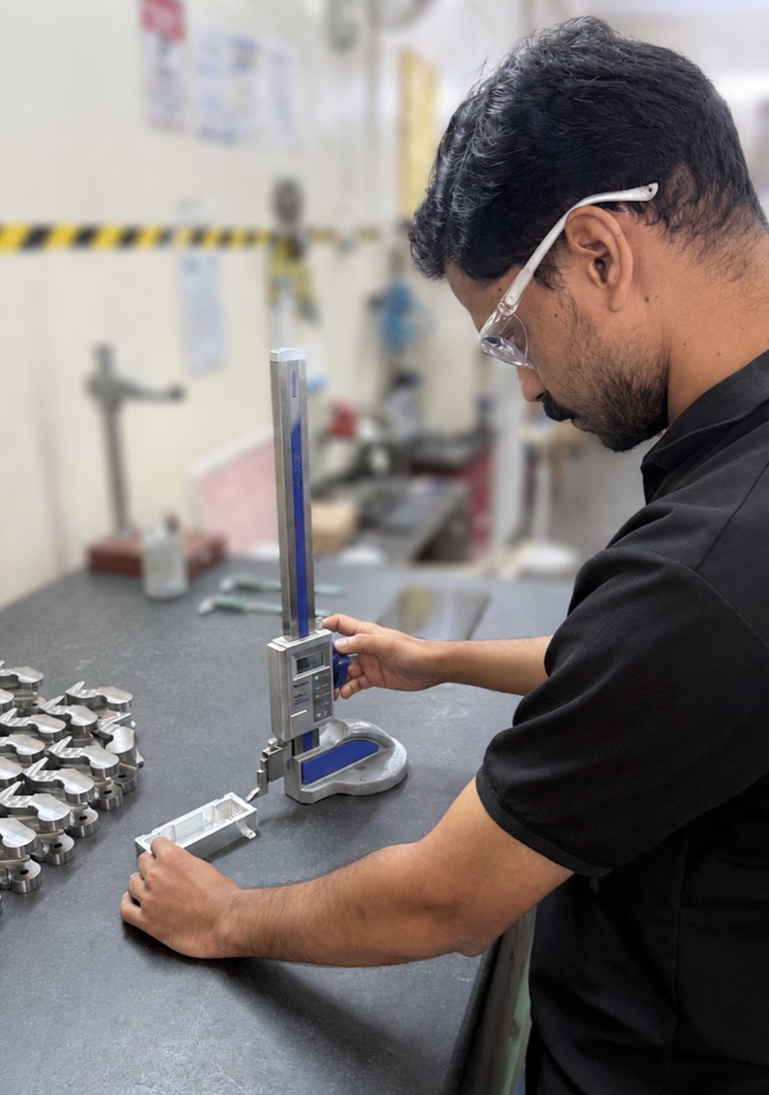 Dimensional inspection of machined components on a height gauge